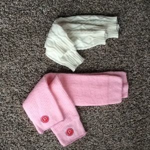 Leg warmers, assorted, never worn; cream, pink